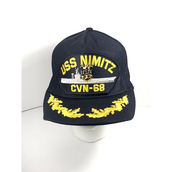 USS NIMITZ CVN-68 US Navy Supercarrier Vintage Eagle Crest Snapback Hat W/Badge - Picture 1 of 3